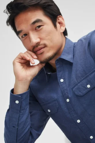 Camicia con doppia tasca testurizzata