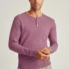Camicia Henley in cotone e canapa a maniche lunghe con tre bottoni