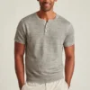 Camicia Henley in lino a maniche corte