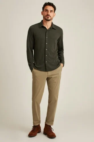 Camicia ibrida in lana merino