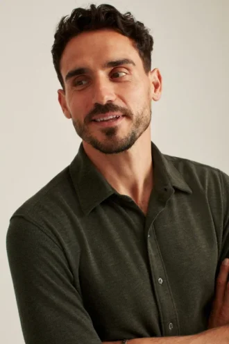 Camicia ibrida in lana merino