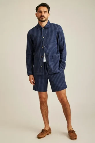 Camicia oversize in cotone e lino elasticizzato