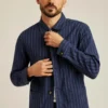 Camicia oversize in cotone e lino elasticizzato