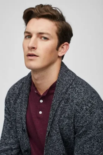 Cardigan a scialle in cotone e cashmere