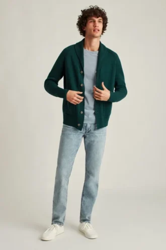 Cardigan a scialle in cotone e lino