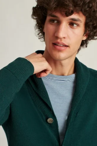 Cardigan a scialle in cotone e lino