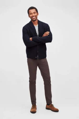 Cardigan a scialle in lana merino