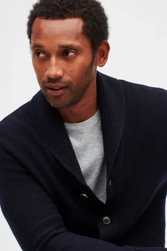 Cardigan a scialle in lana merino