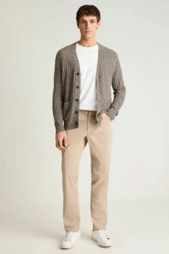 Cardigan da uomo in misto lino e cotone italiano