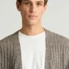 Cardigan da uomo in misto lino e cotone italiano