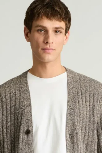 Cardigan da uomo in misto lino e cotone italiano