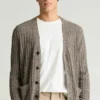 Cardigan da uomo in misto lino e cotone italiano