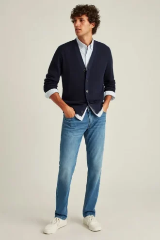 Cardigan ibrido in lana merino
