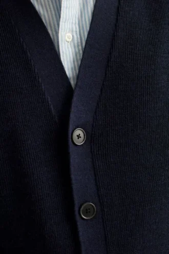 Cardigan ibrido in lana merino