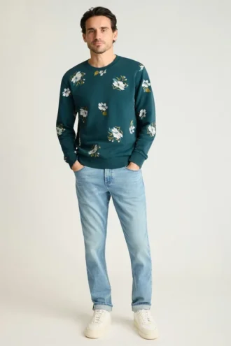 Collo a giro in felpa francese ricamata