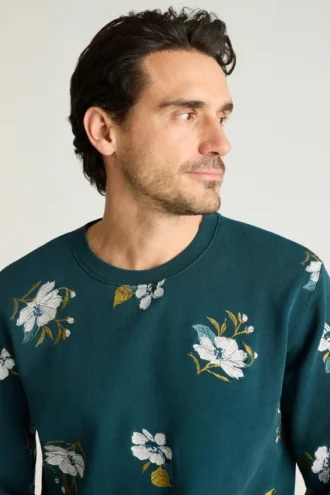 Collo a giro in felpa francese ricamata