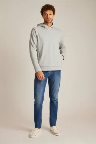 Felpa con cappuccio in felpa francese elasticizzata con bottoni a pressione