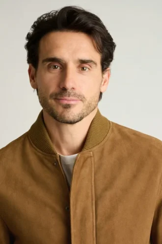 Giacca bomber in pelle scamosciata