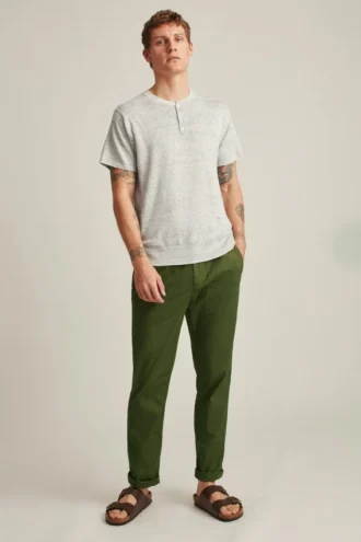 Henley in lino a maniche corte