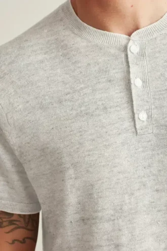 Henley in lino a maniche corte