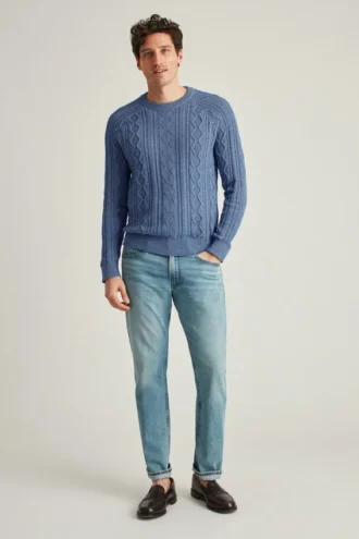 Maglia a girocollo in cotone con motivo a trecce