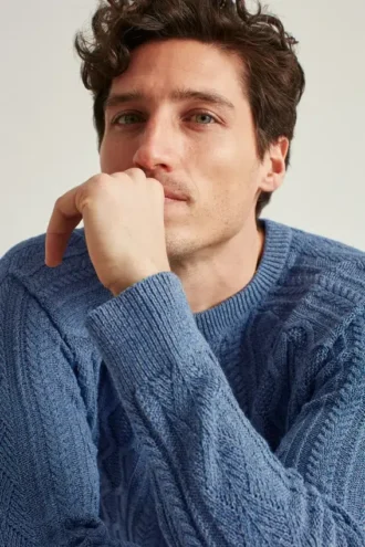 Maglia a girocollo in cotone con motivo a trecce