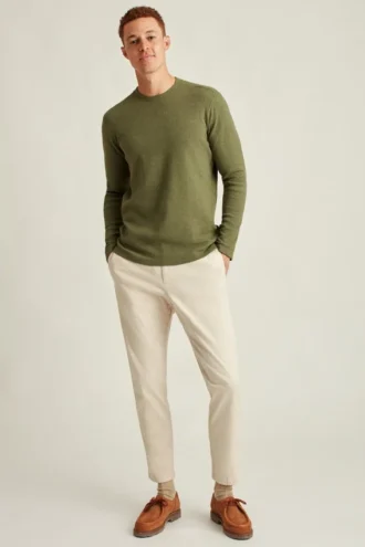 Maglia a girocollo leggera in tessuto waffle