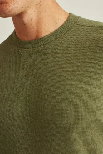 Maglia a girocollo leggera in tessuto waffle