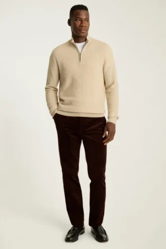 Maglia in cotone e cashmere lavabile con zip a un quarto