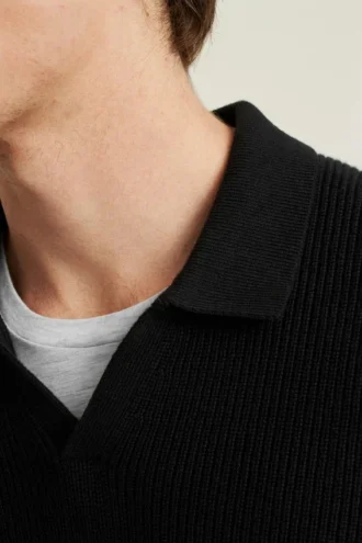 Maglia polo a maniche lunghe in cotone e cashmere