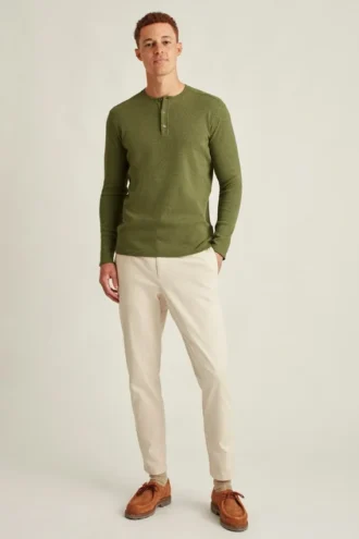 Maglietta Henley leggera a trama waffle