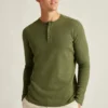 Maglietta Henley leggera a trama waffle
