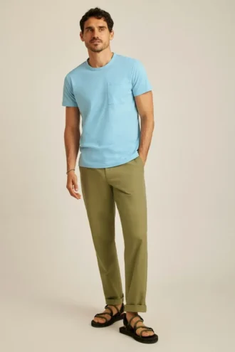 Maglietta in tessuto fiammato tinta in capo e sbiadita dal sole