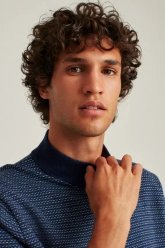 Maglione a collo alto in cotone e cashmere