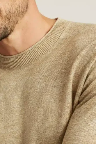 Maglione a collo alto in lino italiano