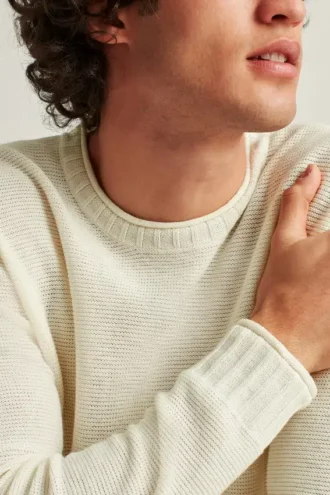 Maglione a collo alto in misto cotone e lino