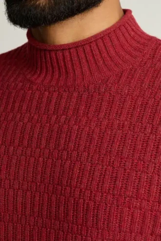 Maglione a collo alto in misto merino