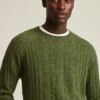 Maglione a collo rotondo con trecce Donegal