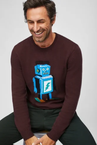 Maglione a girocollo con robot