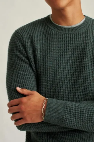 Maglione a trama waffle in misto yak