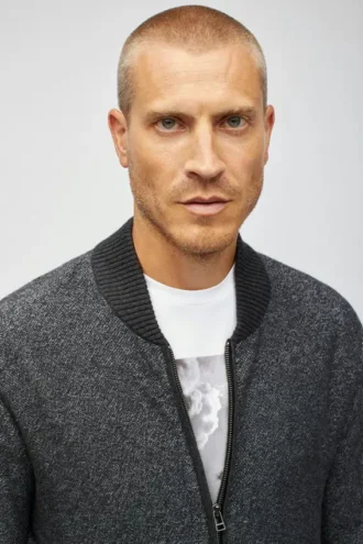 Maglione bomber in cotone e cashmere