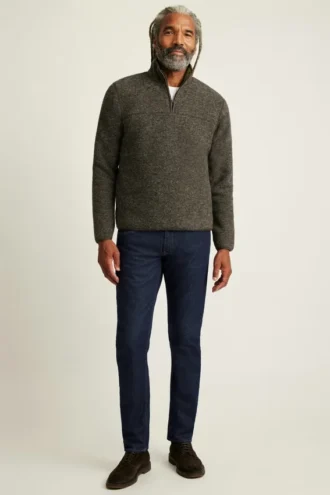 Maglione con mezza zip in lana italiana