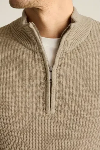 Maglione da uomo con zip a un quarto di Bonobos | Lussuoso cotone e lino italiano