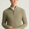 Maglione da uomo con zip a un quarto di Bonobos | Lussuoso cotone e lino italiano