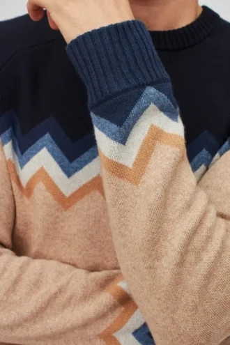 Maglione girocollo a blocchi di colore