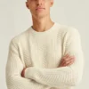 Maglione girocollo in cotone e cashmere con motivo a trecce