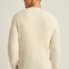 Maglione girocollo in cotone e cashmere con motivo a trecce