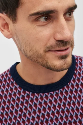Maglione girocollo in jacquard di lana merino