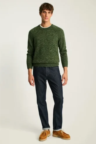 Maglione girocollo raglan melange