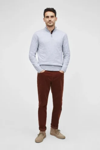 Maglione in cotone e cashmere lavabile con mezza zip